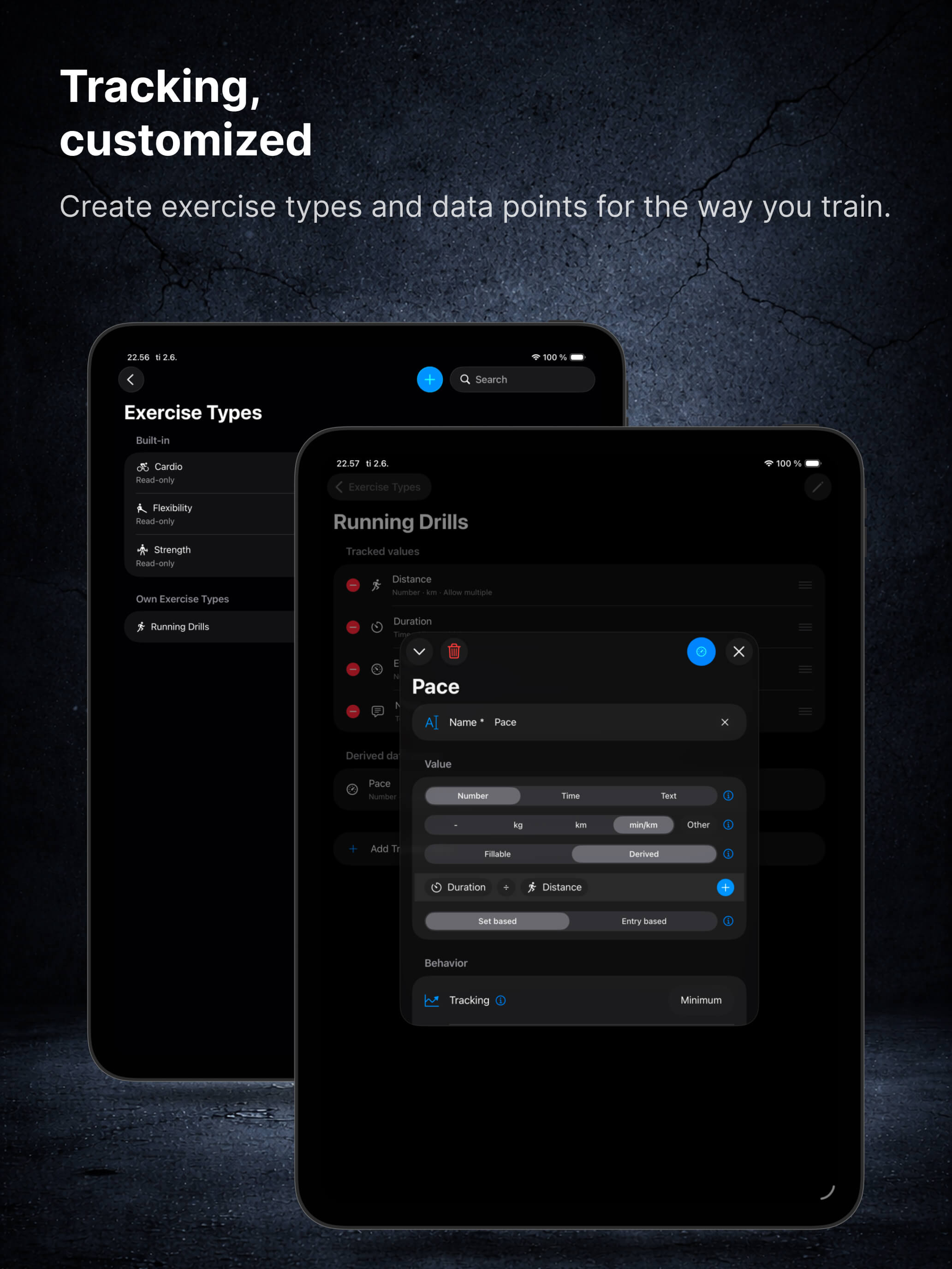 Custom tracking fields in Offgrid Training on iPad
